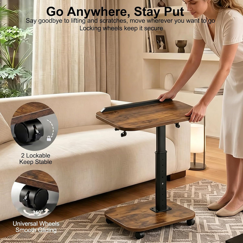 C Table End Table Adjustable Height, Rolling TV Tray Table for Small Spaces 1...
