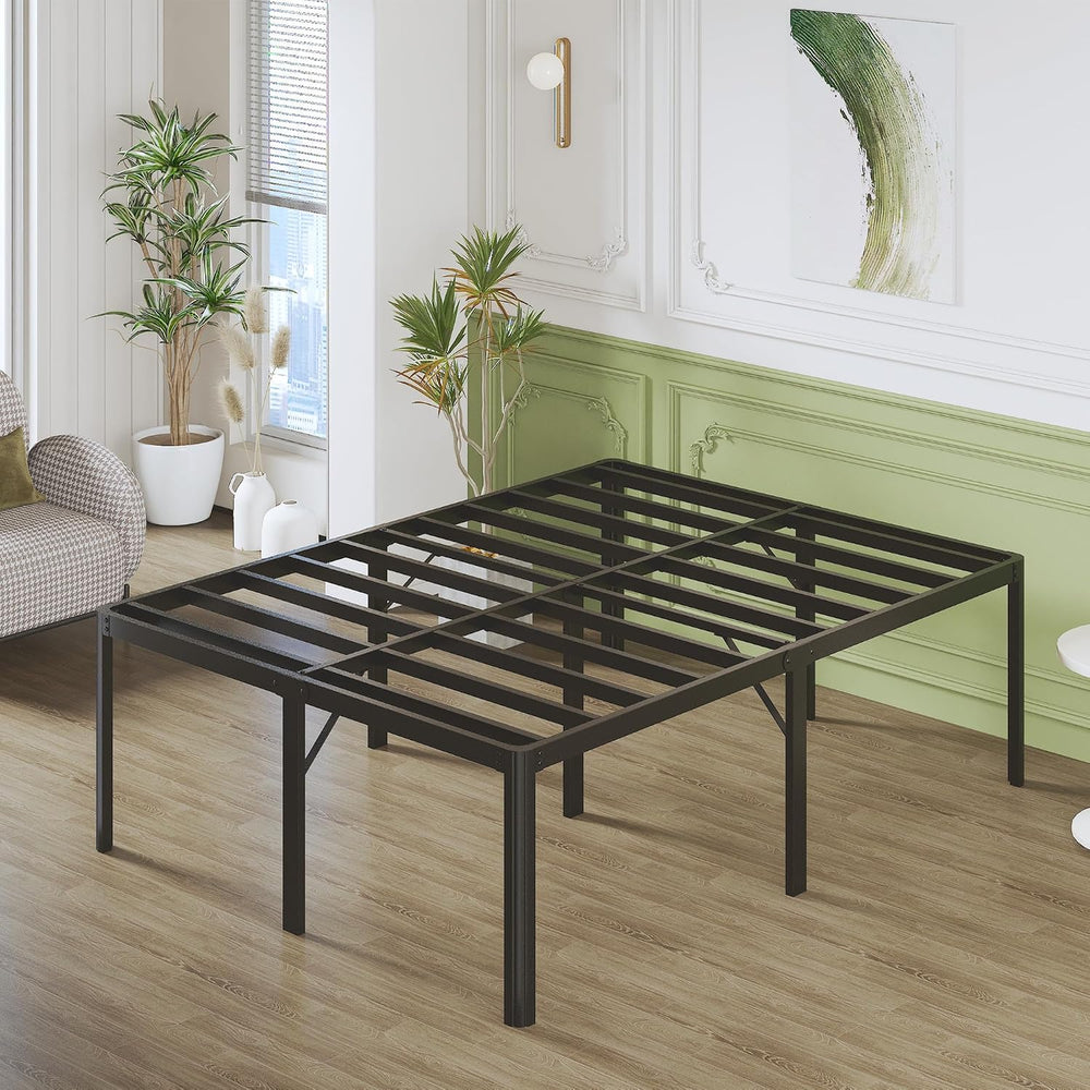Lutown-Teen 25 Inch High Queen Bed Frame with Rounded Corner Legs, Heavy Duty...