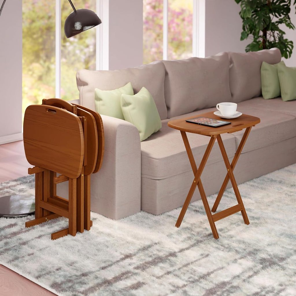 winsome lucca set of 4 foldable snack tables shown in use