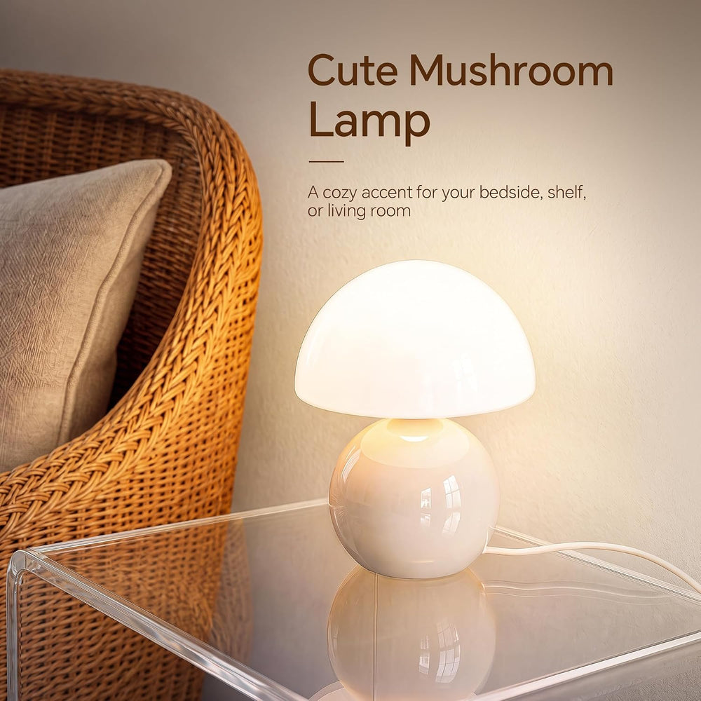Dawnwake Mushroom Lamp Table Lamp for Bedroom-Small Desk Table Lamps,Cream