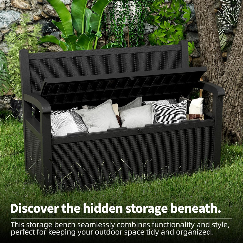 EasyUp 100 Gallon Outdoor Storage Bench Lockable Deck Box Outdoor Storage Box...