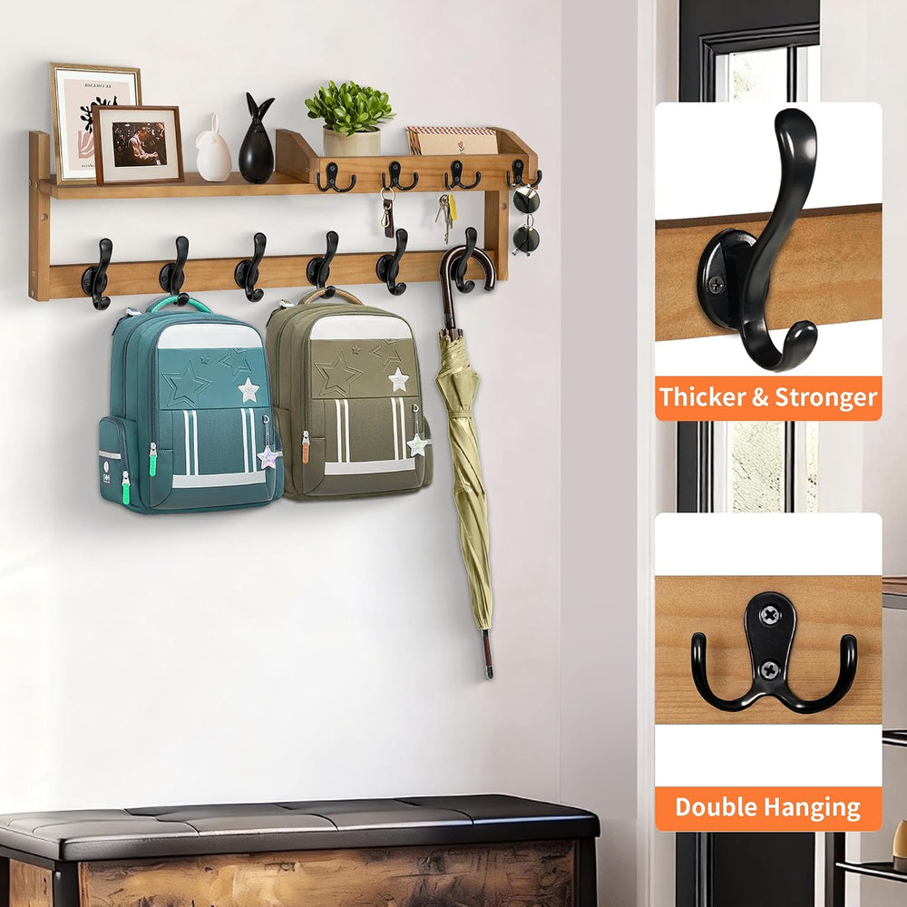 27.5" Wall Mount Coat Rack with Shelf, Key Holder & Mail Organizer, ...