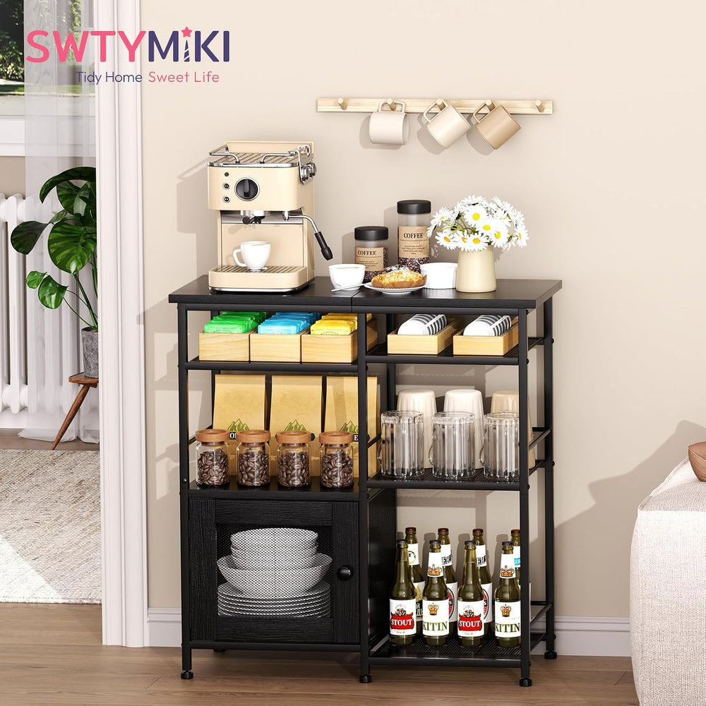 SWTYMIKI Coffee Bar Cabinet Station - Farmhouse Small Coffee Stand Station wi...