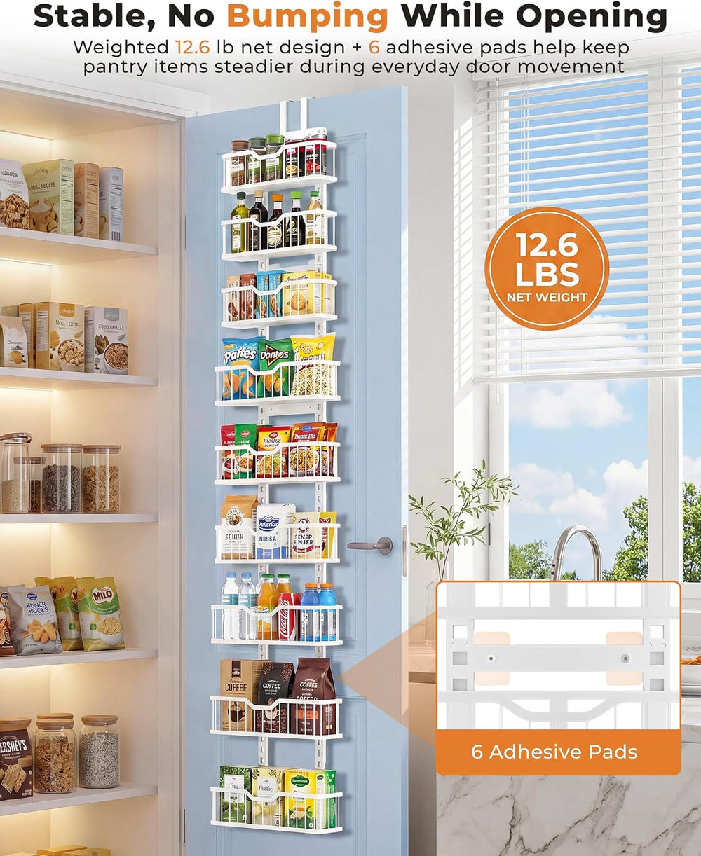 EVERIE 9-Tier Over the Door Pantry Organizer, Stable Design, Solid Bottom