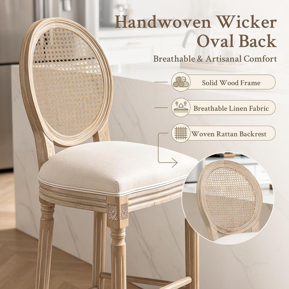 French Country Bar Stools, 30" Farmhouse Counter Height Chairs