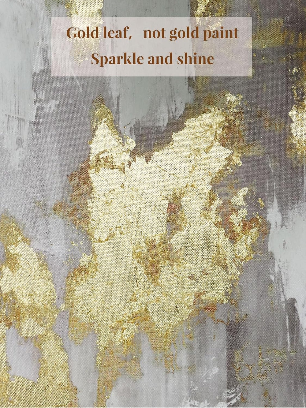 Zessonic Modern Gold and Neutral Abstract Textured Large Wall Art,24"x36...