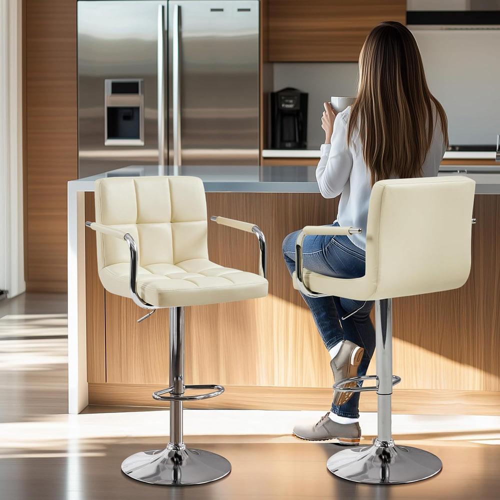 Topeakmart 2PCS Swivel Chairs Adjustable Bar Stools Kitchen Chairs with Large...