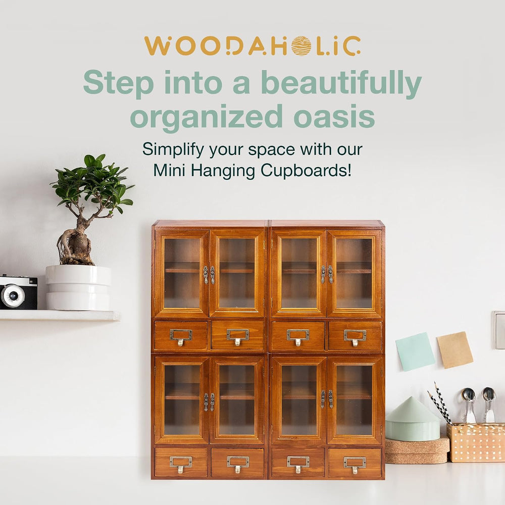 Stackable Modular Set of 4 Mini Cupboards - 8-Drawer Pantry Storage Cabinet -...