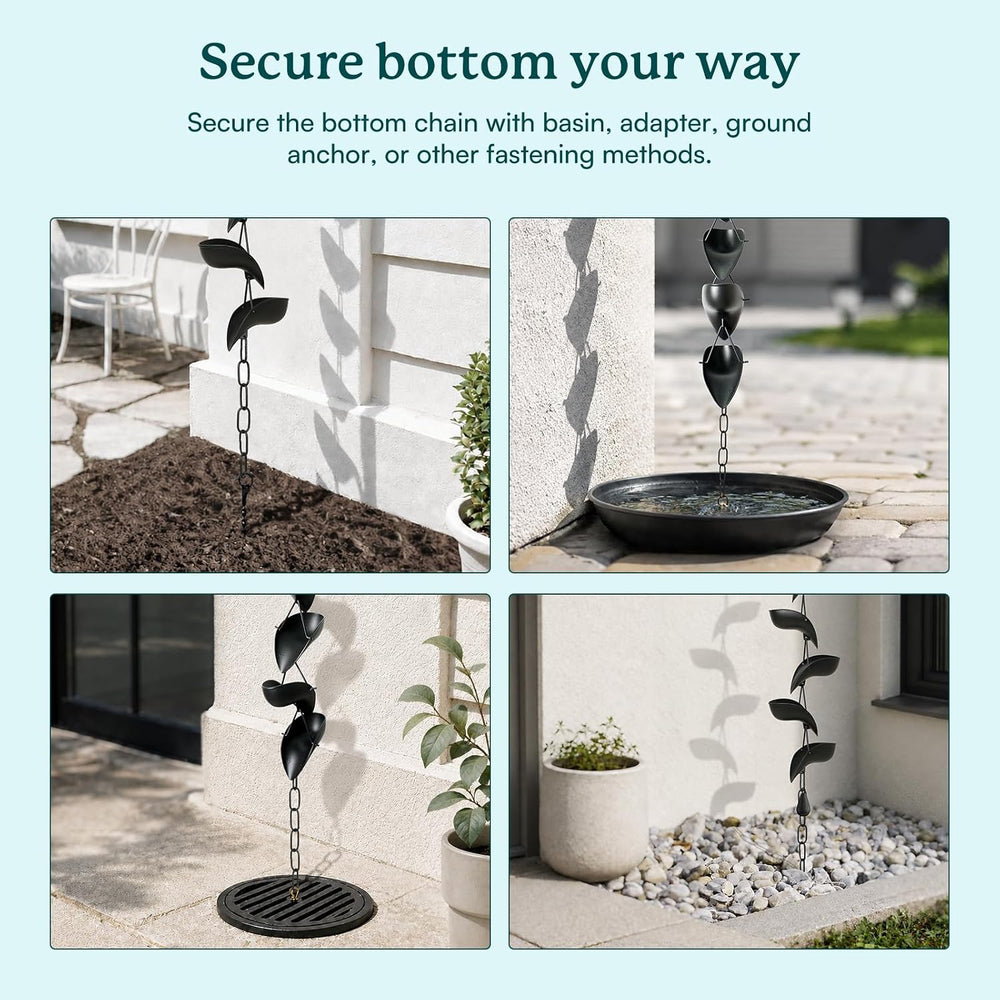 Rain Chain for Gutters, 8.5 ft Aluminum Rain Chains for Outside