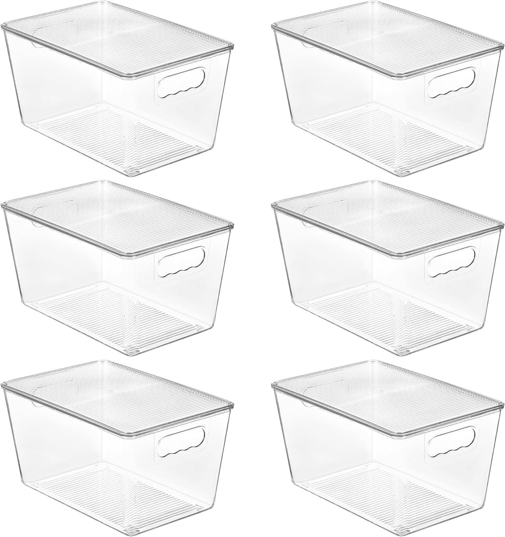 Vtopmart 6 Pack Clear Stackable Storage Bins with Lids and Handles, Large