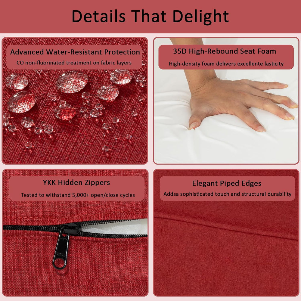 COZYVIDA 22x24 Patio Deep Seat Cushion Set 2-Pack, Chili Red