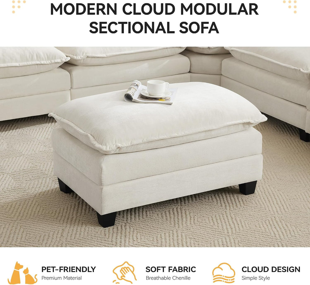 35‘’ Modern Chenille Cloud Sofa Ottoman,Rectangle Ottoman for Modular Section...