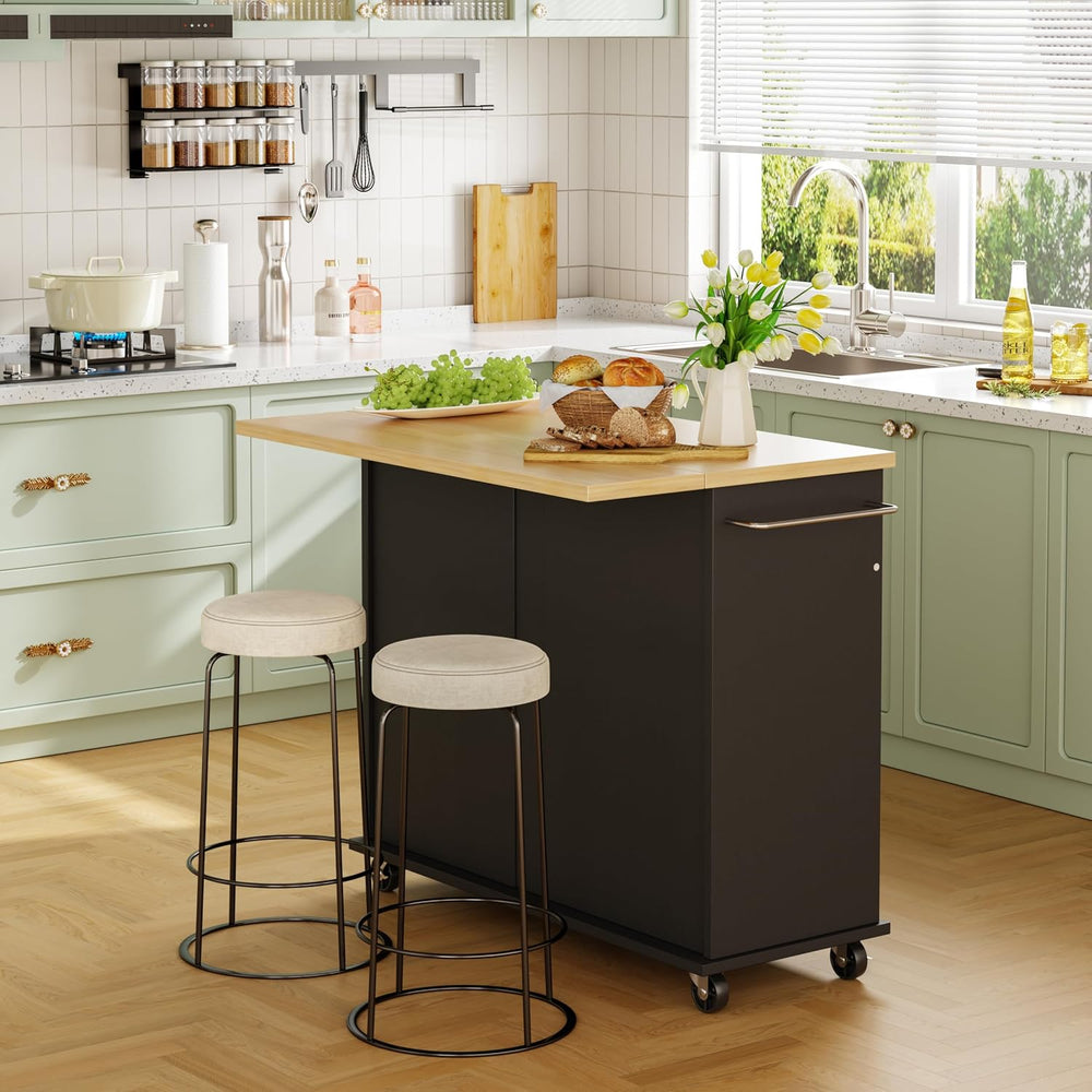 JY QAQA 39" Kitchen Island on Wheels with Storage Cabinet Kitchen Cart C...