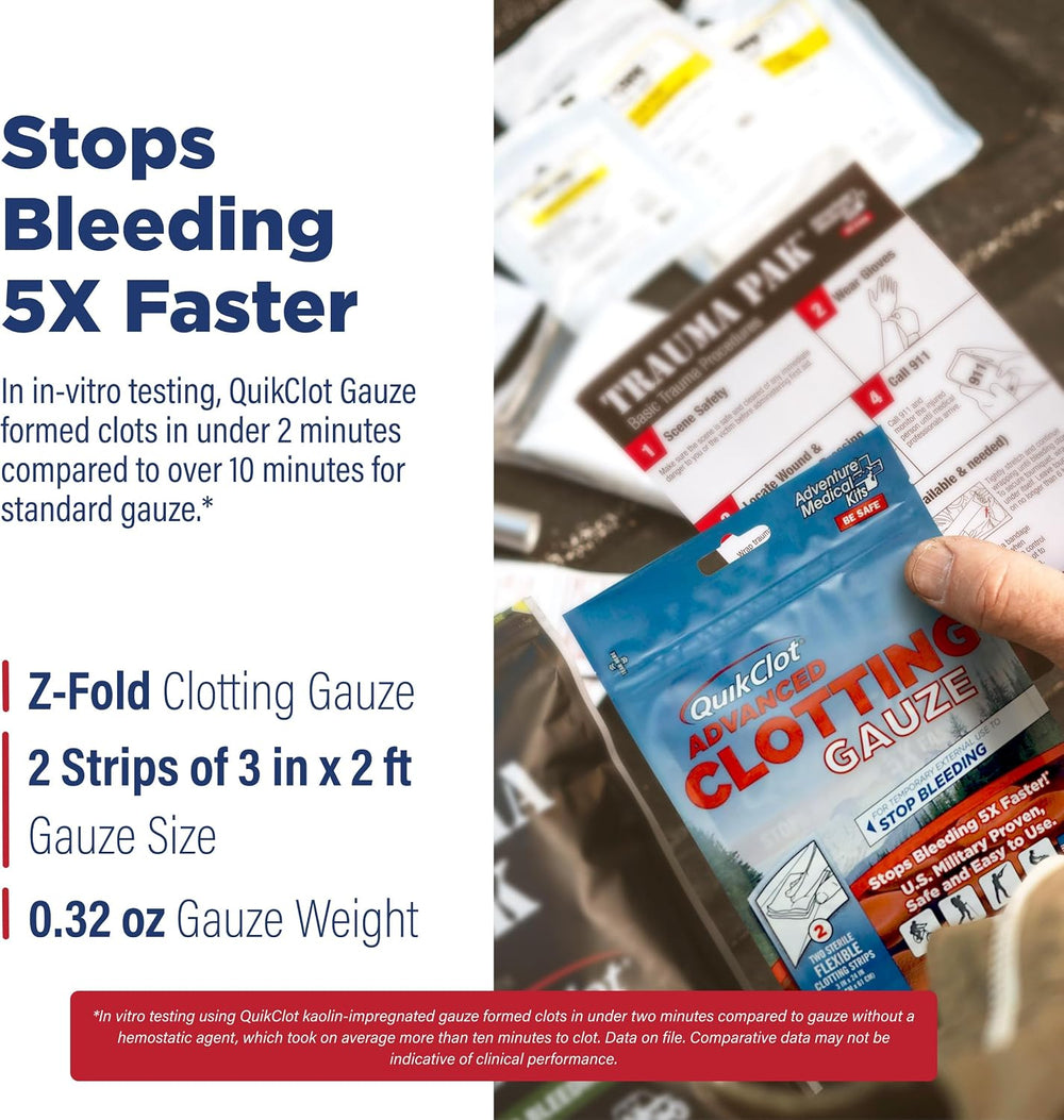 QuikClot Kaolin Clotting Gauze 2', 2 Pack