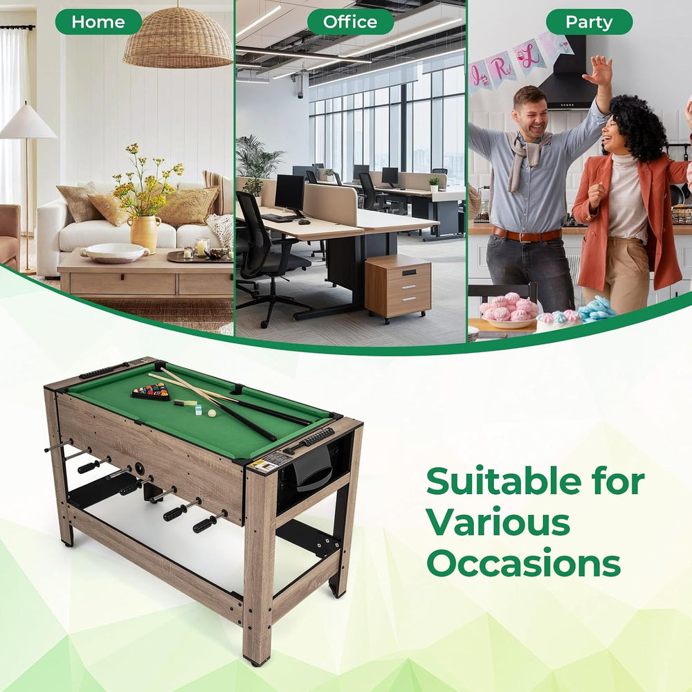 GYMAX 2-in-1 Swivel Multi Game Table, Foosball & Billiard Combo Game Tabl...