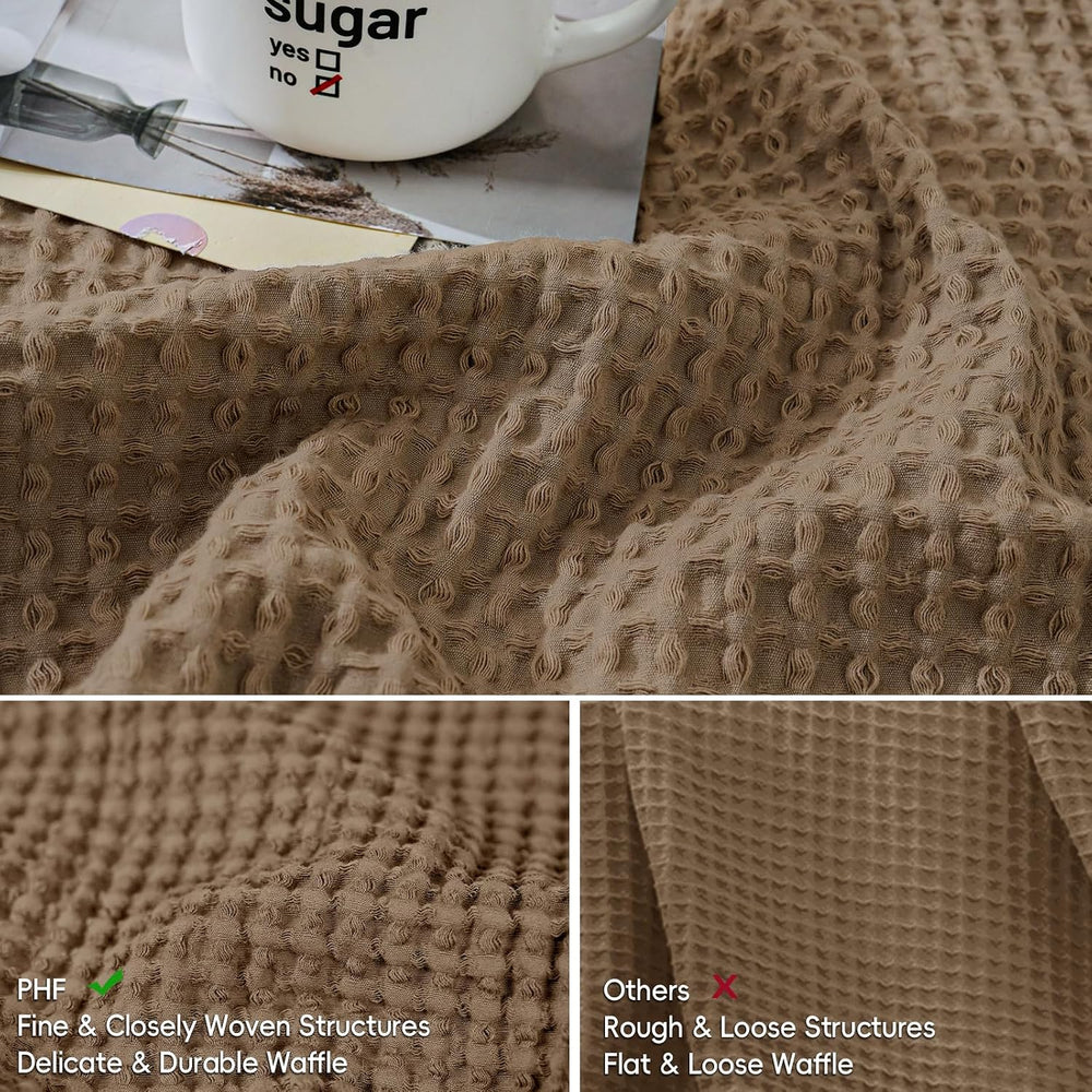 PHF Cotton Waffle Throw Pillow Covers 24" x 24", Walnut Brown, No I...