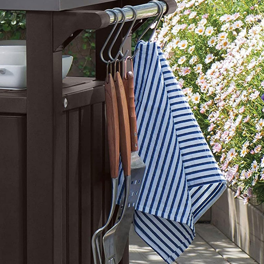 Keter Unity Outdoor Grill Prep Table & Serving Cart, 40 Gal, Brown
