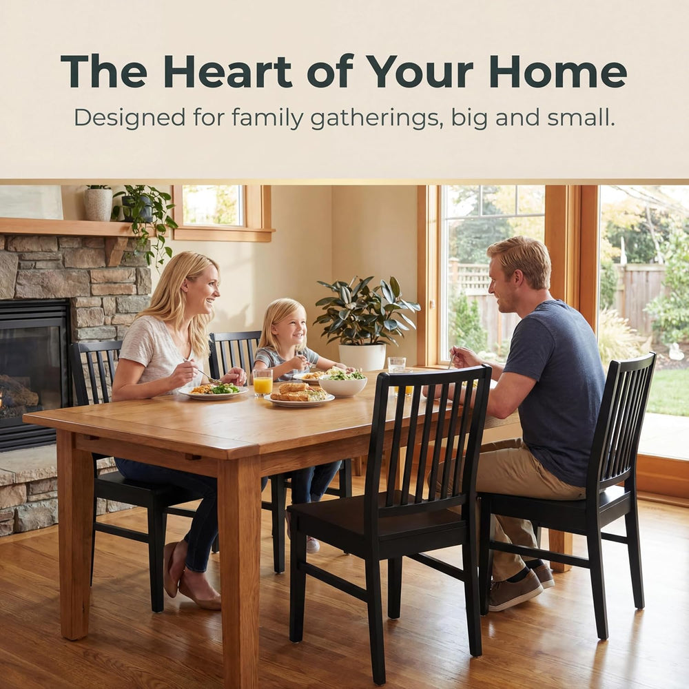 HNY Black Wood Dining Chairs Set of 4, Farmhouse Kitchen Chairs with High Bac...