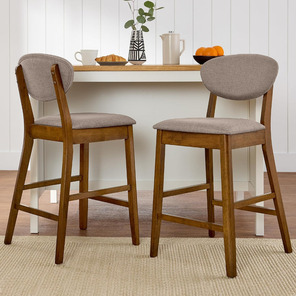 Best Choice Products Set of 2 Counter-Height Bar Stools, Mid-Century Modern, ...