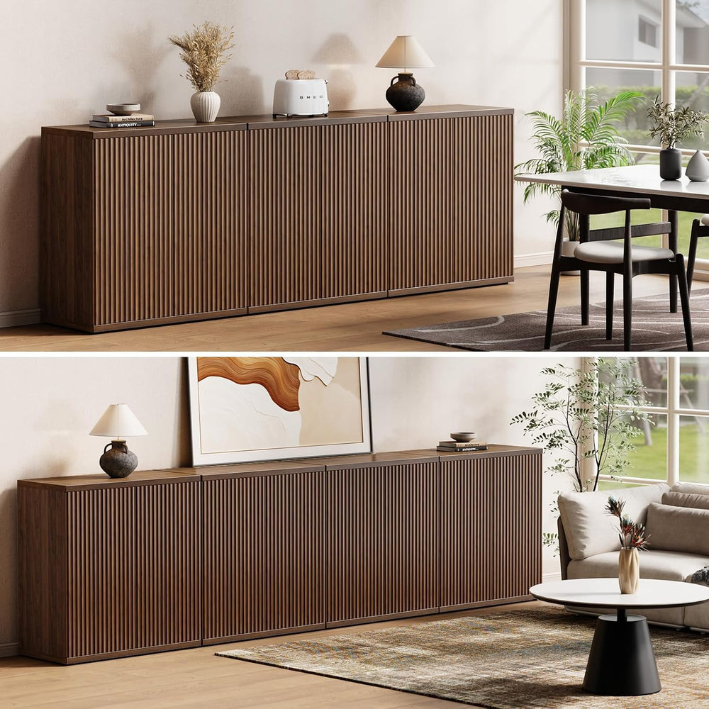 Fluted Buffet Cabinet with Storage Sideboard with 2 Doors& Adjustable Shelf