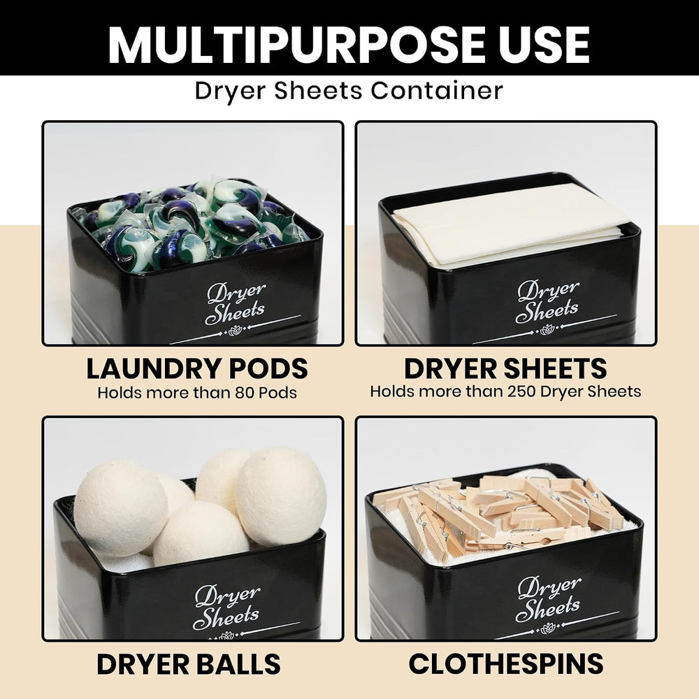 Farmhouse Metal Laundry Detergent Pod Container With Dryer Sheet Holder