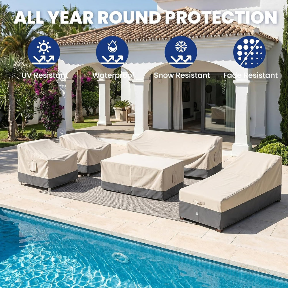 Extra Heavy Duty Patio Chaise Lounge Cover Waterproof 2 Pack - Lounge Chair C...