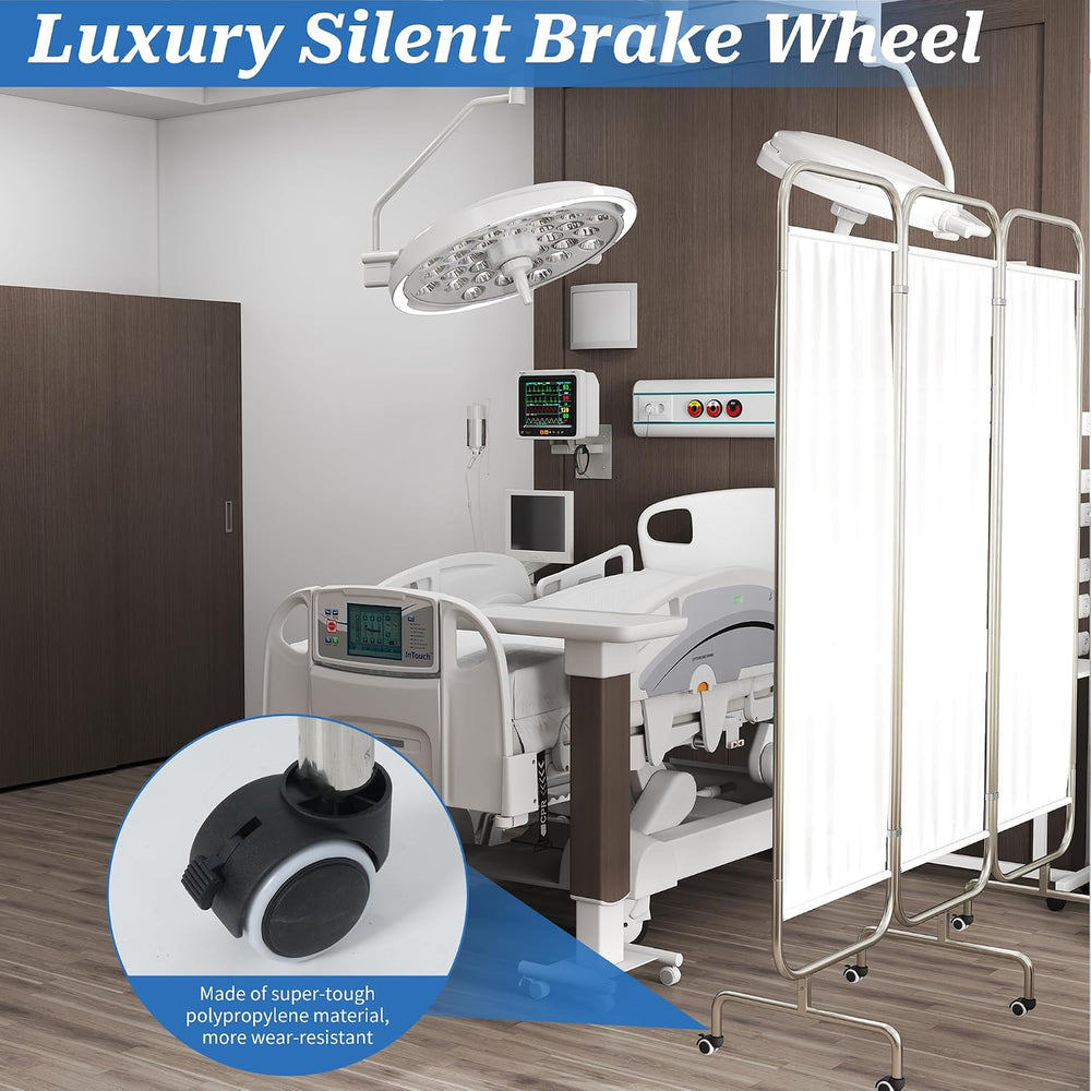 3-Panel Medical Privacy Screen on Wheels, Portable Medical Screen