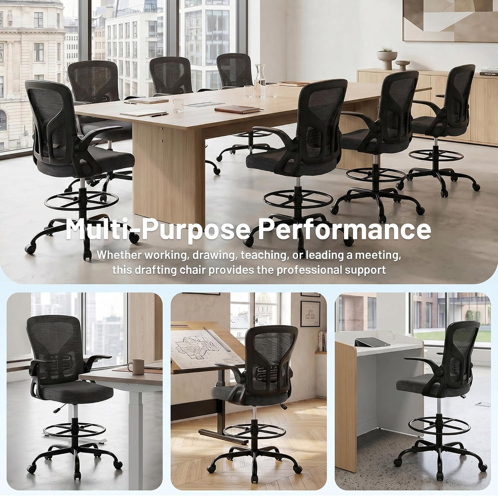 Drafting Chair for Standing Desk, Tall Office Chair with 22"-30" Se...
