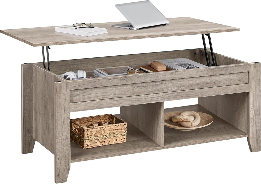 Yaheetech 39.5" Lift Top Coffee Table with Storage Shelf, Gray