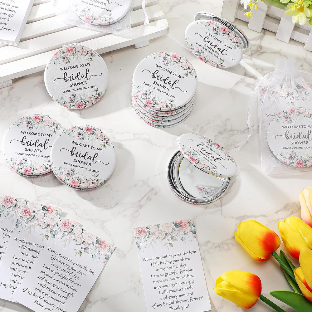XunYee 24 Sets Bridal Shower Favors for Guests Flower Design Makeup Mirrors L...