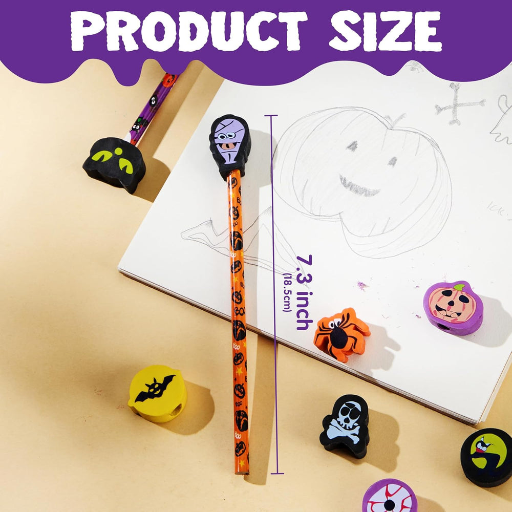 JOYIN 108PCS Halloween Pencils with Erasers Stationery Set, 108 Colorful Penc...
