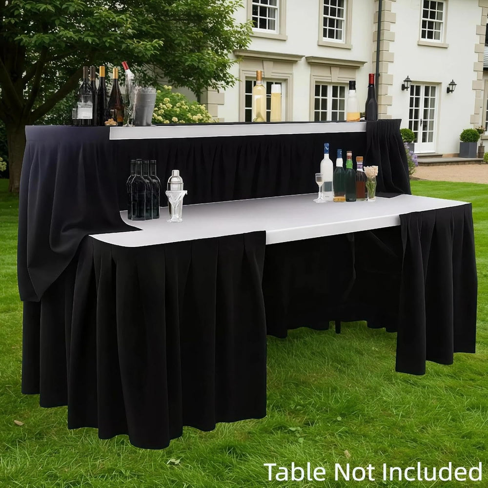 Vercraft Portable Bar Top Riser Tables with Skirt, Black Skirt, 6 ft, White