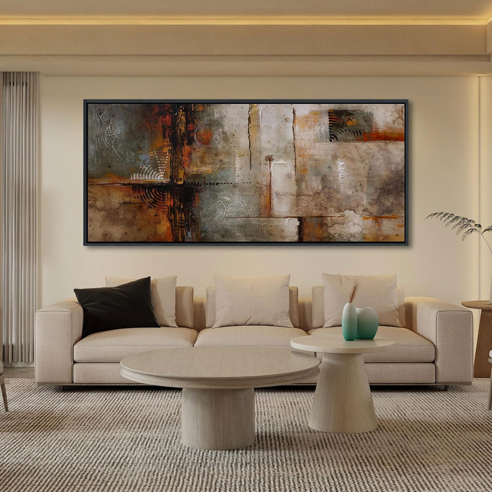 YDYSUNE Extra Large Framed Abstract Wall Art | Brown Subtle Textured Canvas P...