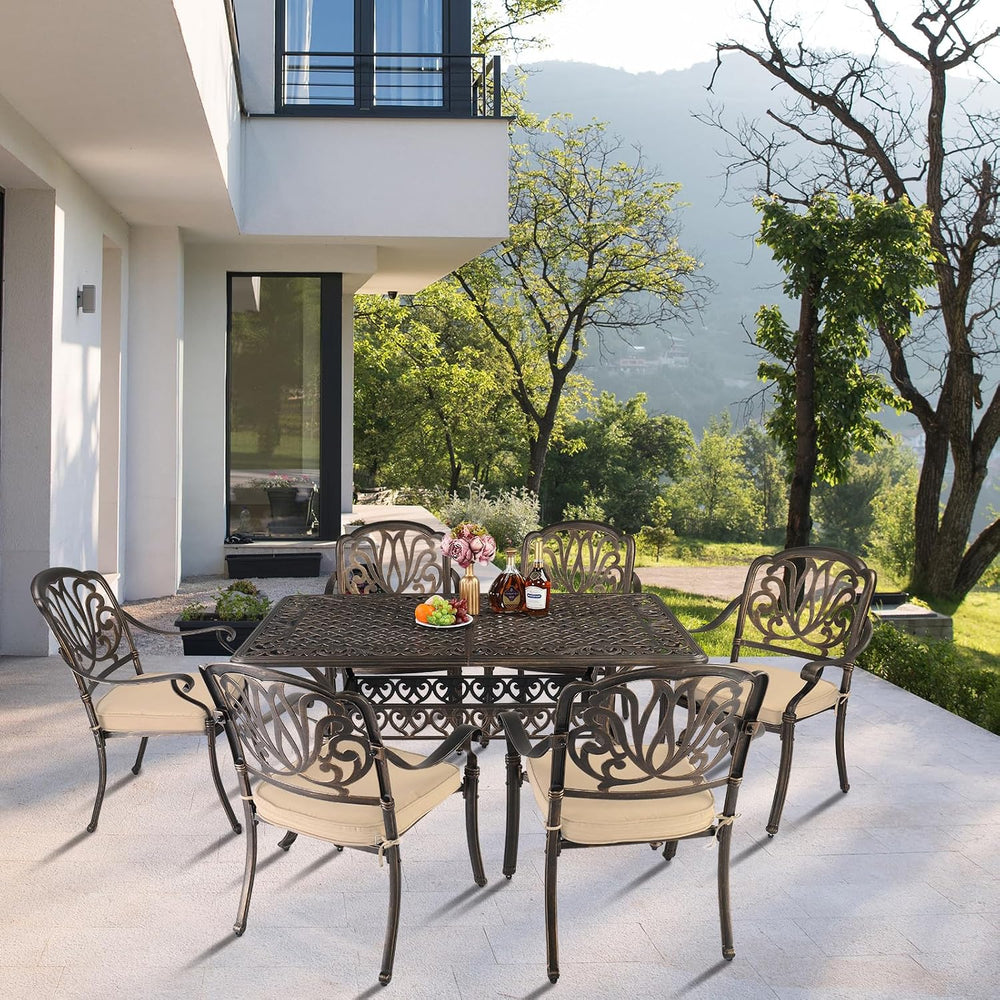 VINGLI Patio Chairs Set of 2- Cast Aluminum Outdoor Dining Chairs with Cushio...