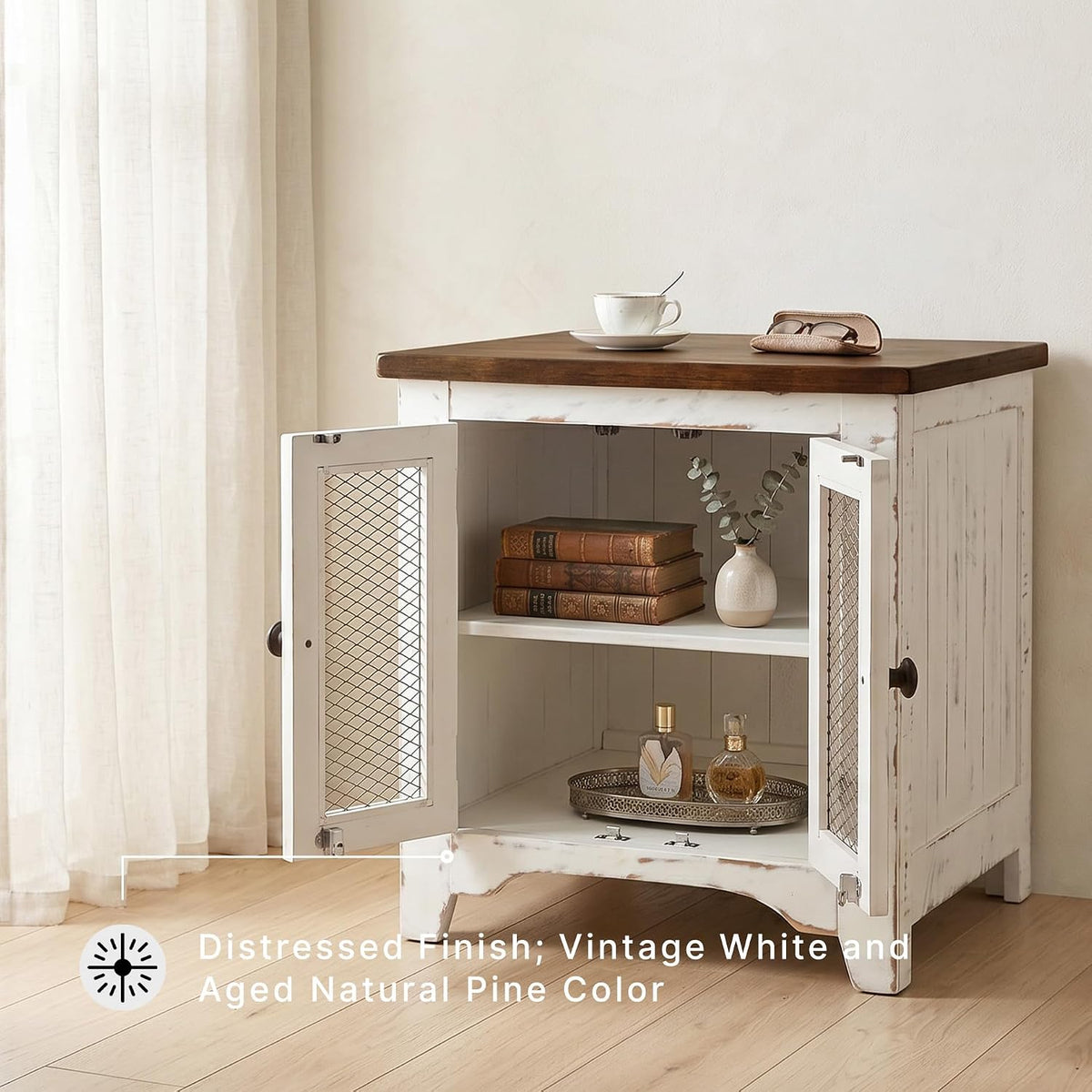 Signature Design by Ashley Wystfield End Table with Storage, White/Brown
