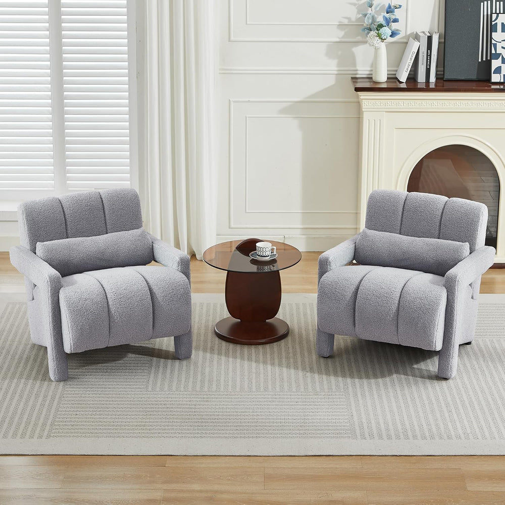 LOULENS Accent Chair Set of 2, Modern Armchair for Living Room, Light Gray