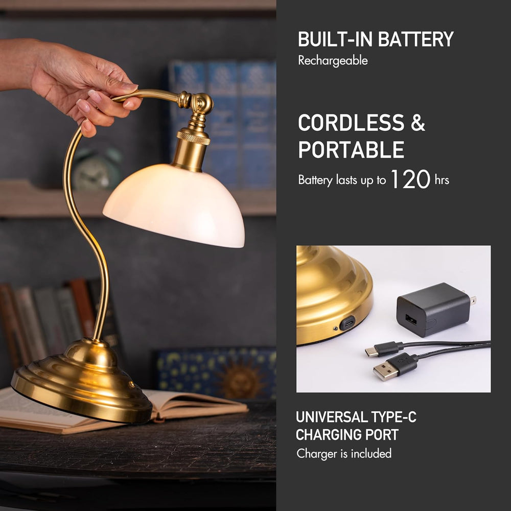 O'Bright Bankers - Cordless LED Table Lamp, Battery-Operated, Rechargeabl...
