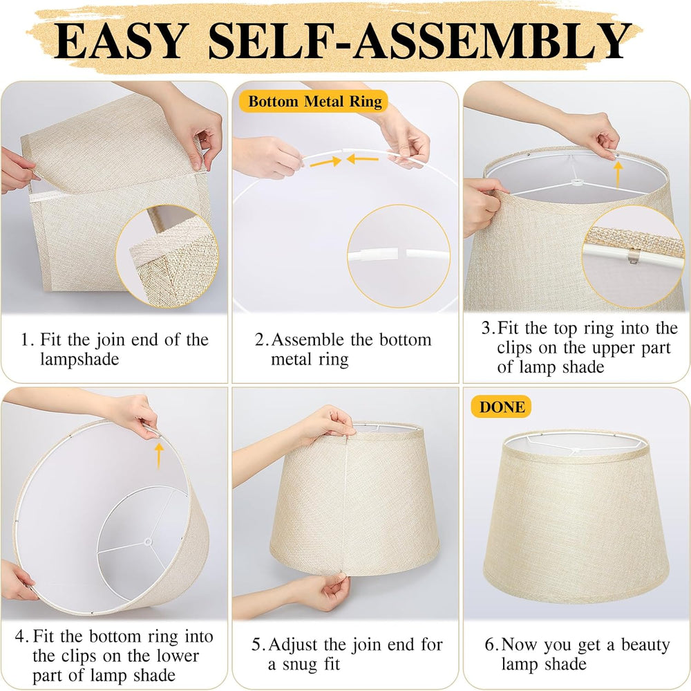 Drum Lamp Shades Set of 2, 12"Top x 16"Bottom x 11"High, Champ...