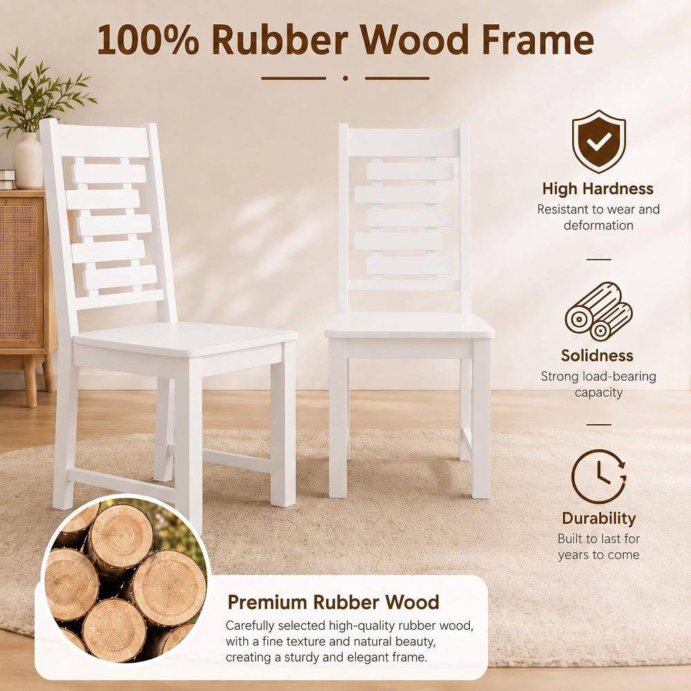 POWERSTONE Wooden Dining Chairs Set of 4, Modern Kitchen Chairs, White