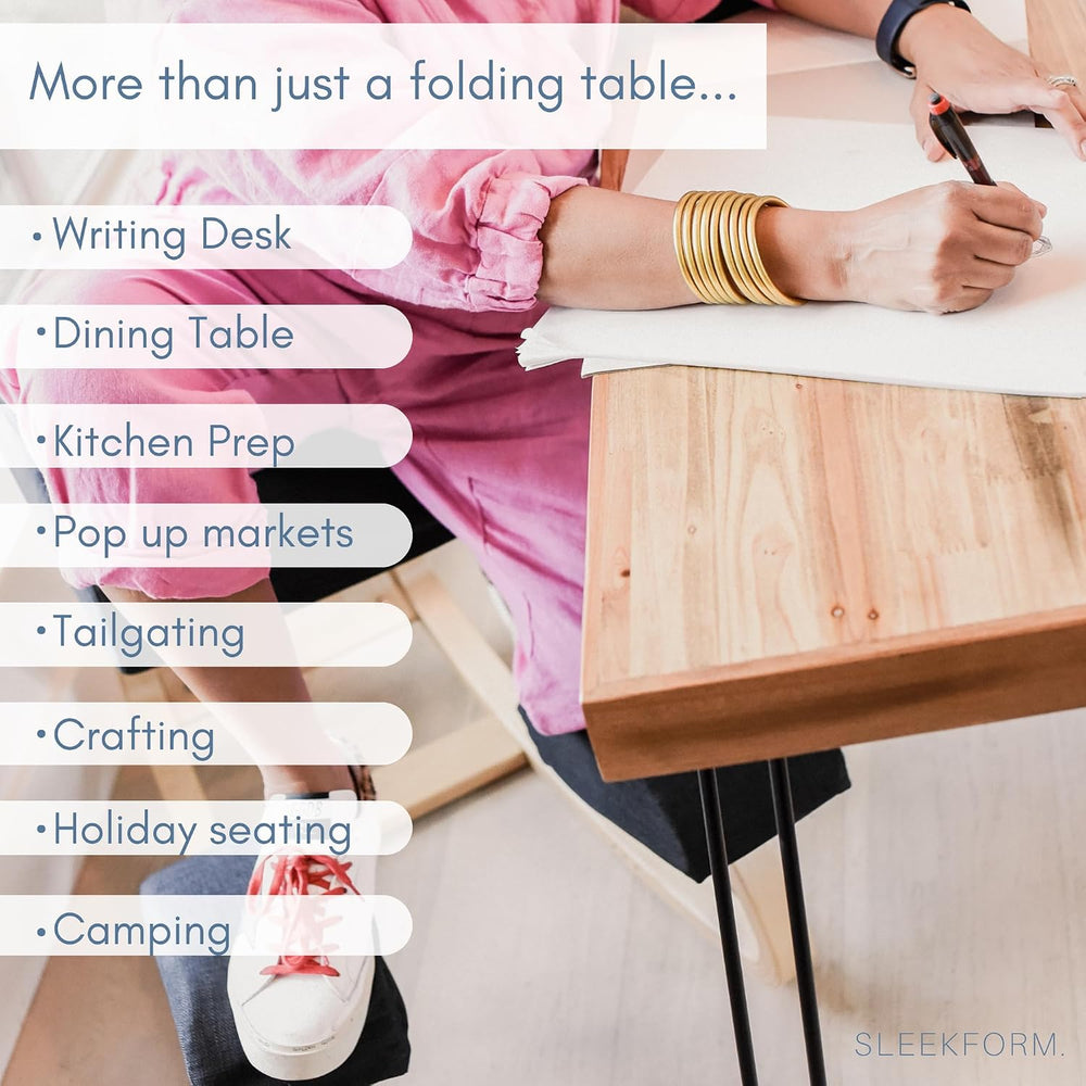 Sleekform The Portland Folding Table - Lightweight Portable Wood Desk