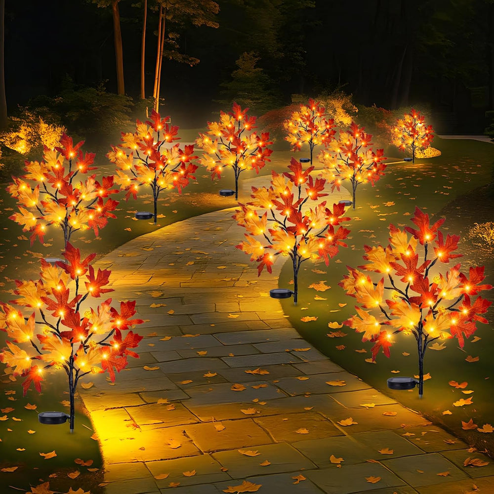 Fall Solar Pathway Lights Outdoor, Maple Leaf Stake Lights, 4PACK