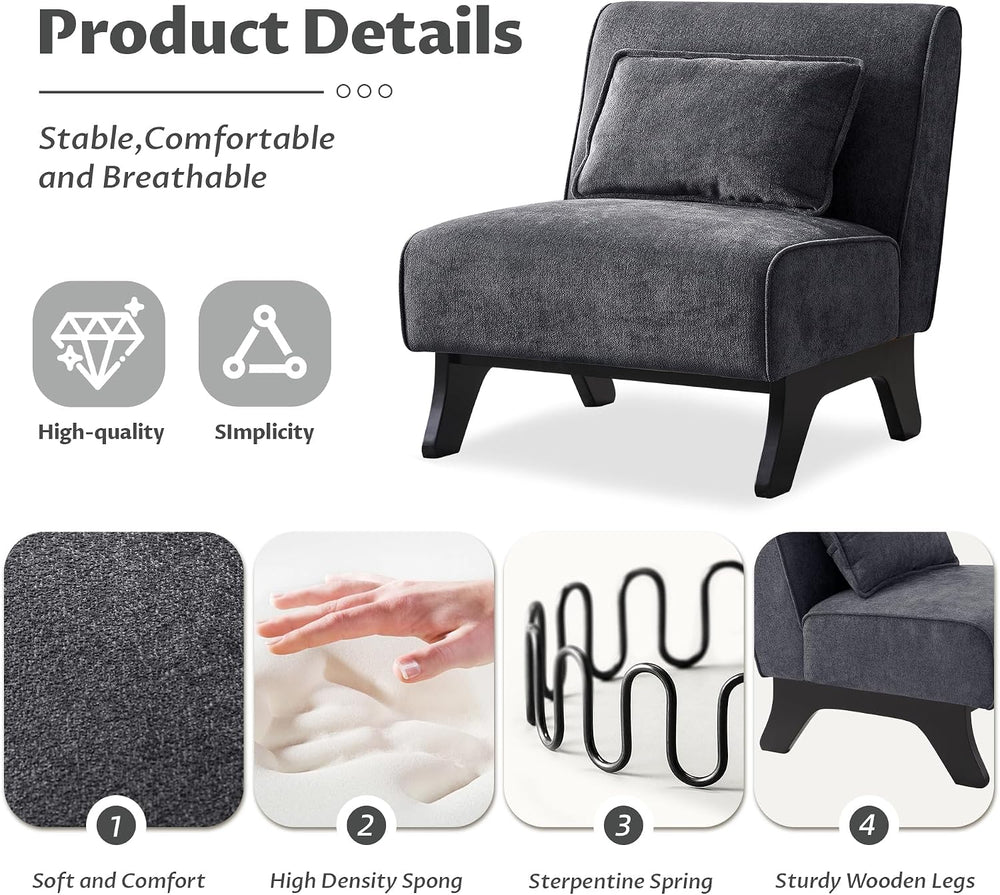 Armless Accent Chairs Set of 2 Upholstered Living Room Side Chairs