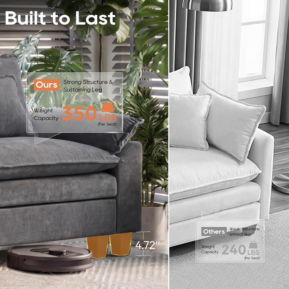 URRED Oversized Modular Sectional Sofa，Dark Gray：122" U Shaped
