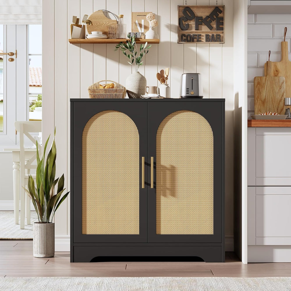 30"W Sideboard Buffet Cabinet, Entryway Cabinet, Coffee Bar Cabinet, Black