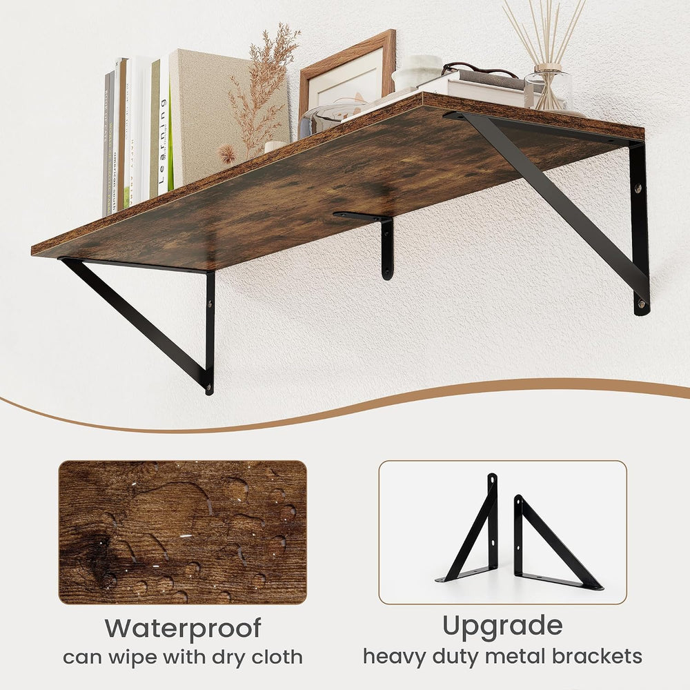 Heimlove Deep Floating Shelves for Wall, 32W x 8D Wood Wall Shelves Set of 2,...