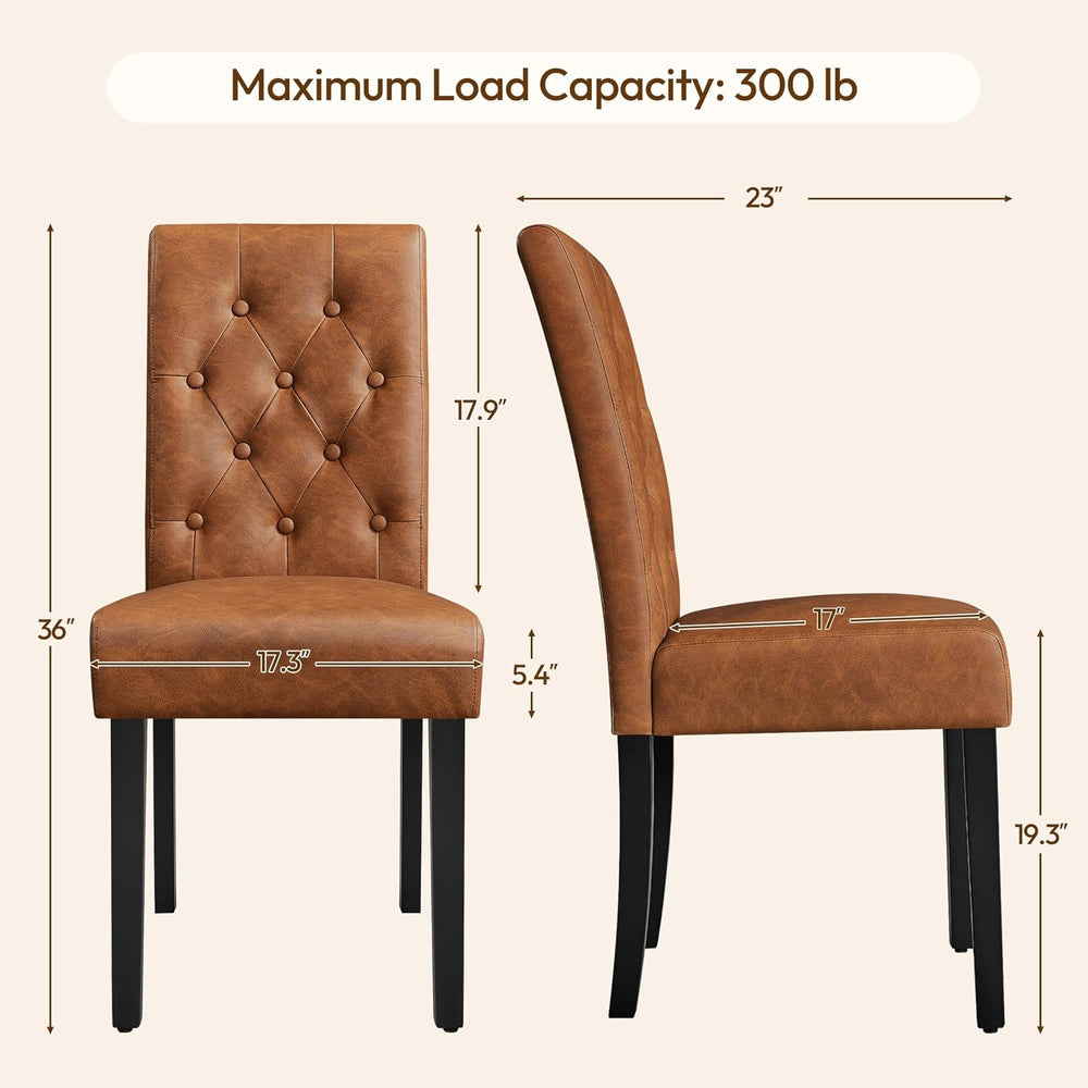 Yaheetech Dining Chairs Set of 4 Button Tufted Kitchen Chairs Retro Brown