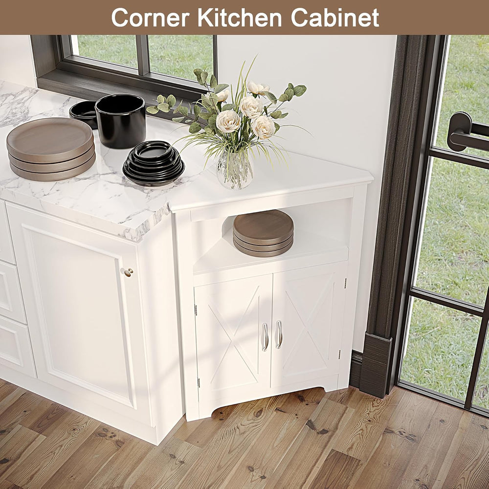 ChooChoo Corner Storage Cabinet with Barn Door Design