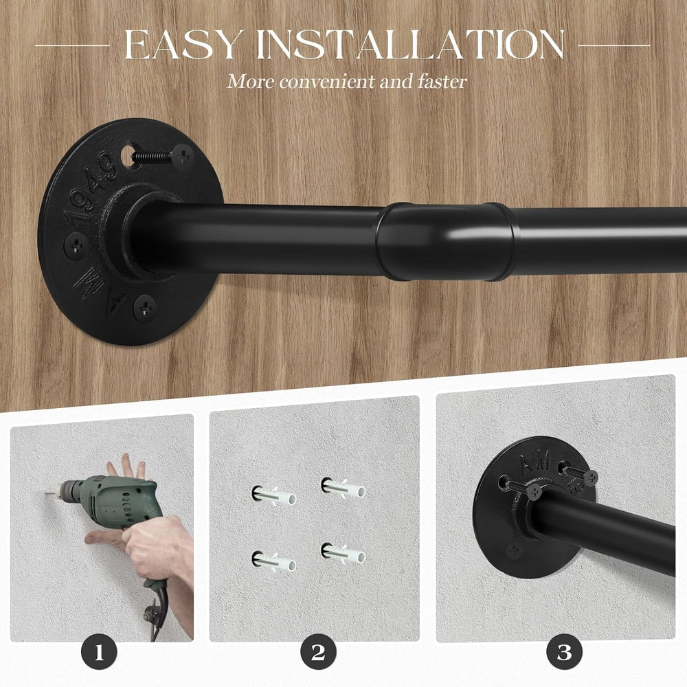 ERYTLLY 38”Industrial Pipe Clothes Rack,2 Pack Wall Mounted Clothing Rack