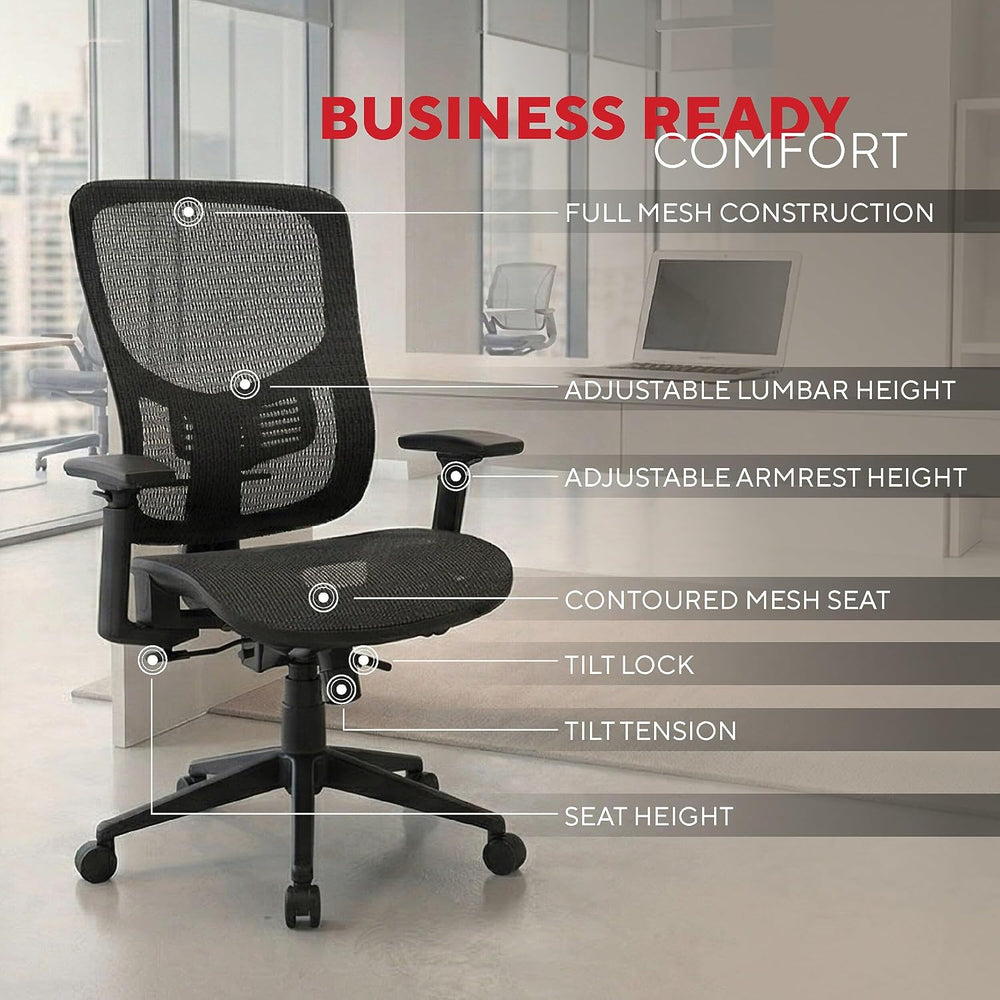 Staples Kroy Ergonomic Mesh Task Chair, Lumbar Support, Adjustable, Black