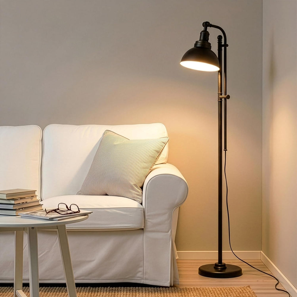 Brightech Dylan Industrial Floor Lamp for Living Rooms & Offices, Bright ...